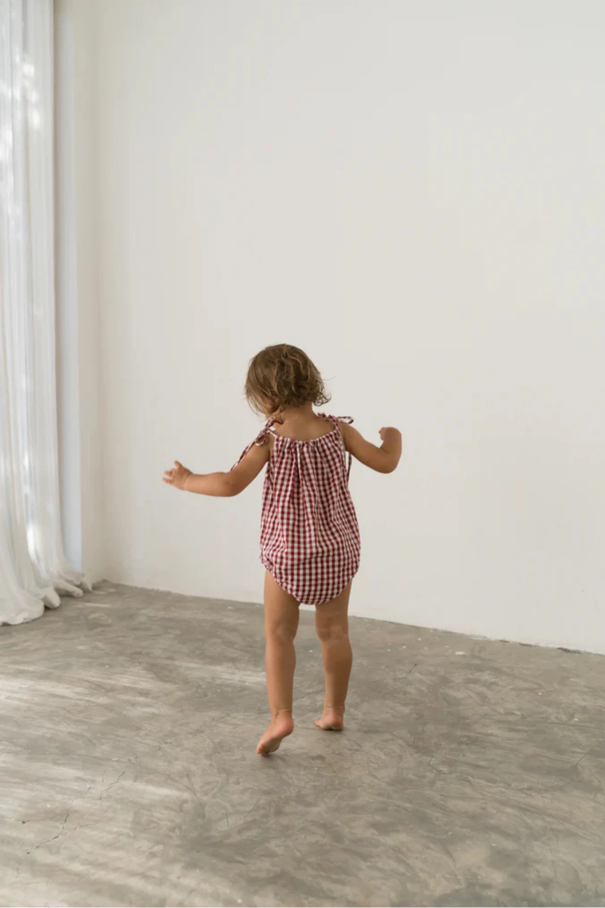 Kırmızı Pötikareli Kız Çocuk Lastikli Casual Romper