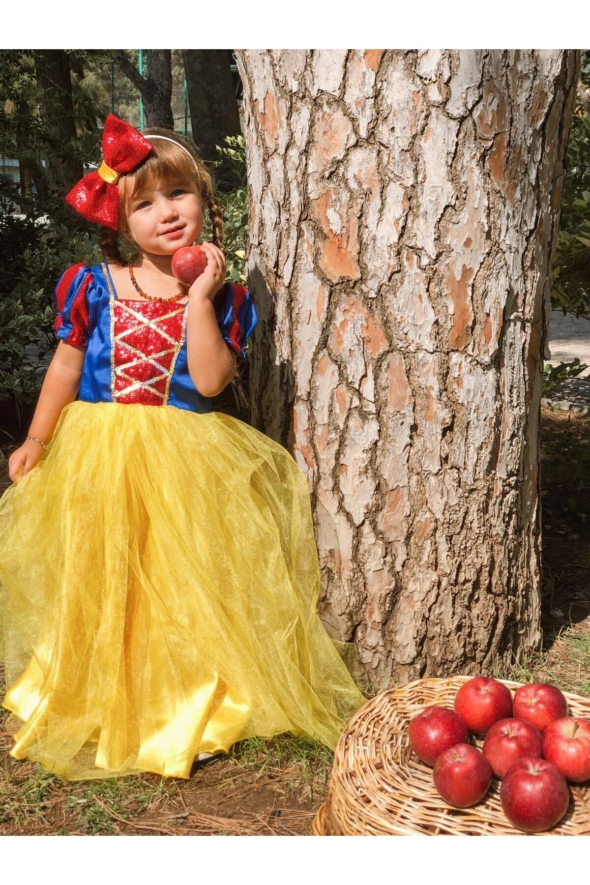 Kız Çocuk Mavi Sarı Pamuk Prenses Kostümü