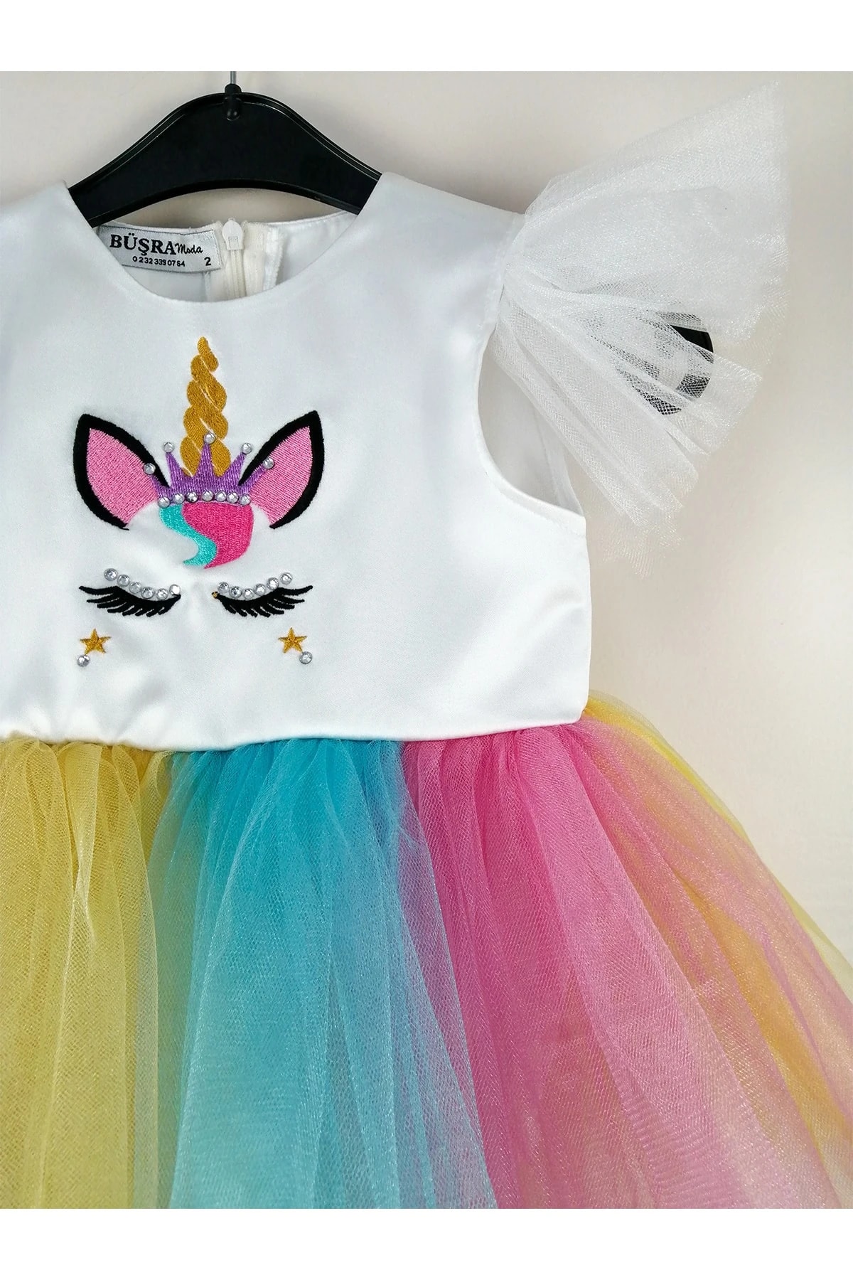 Kız Çocuk Unicorn Nakışlı Kostüm