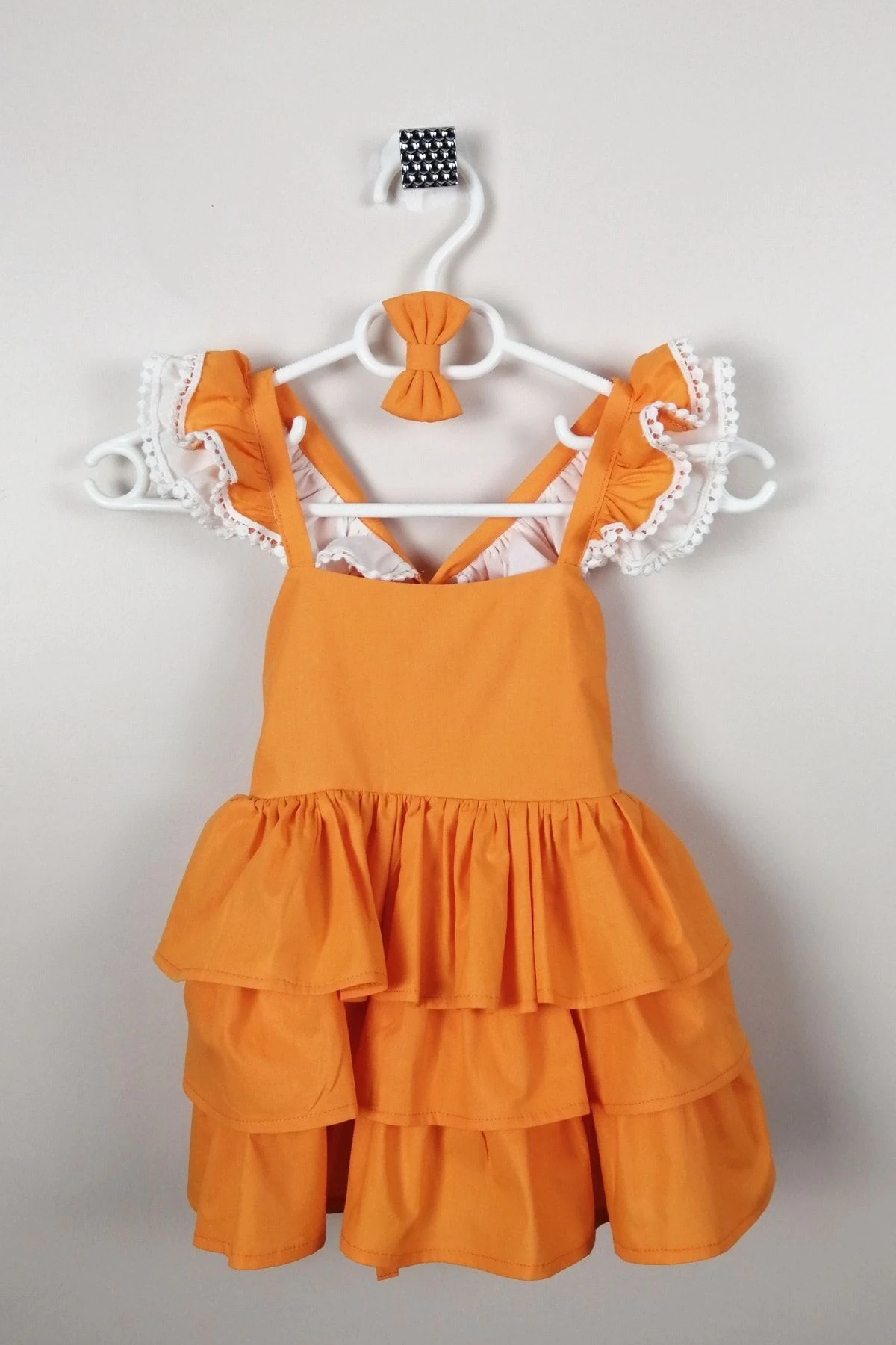 Kız Çocuk Turuncu Fırfır Detaylı Elbise