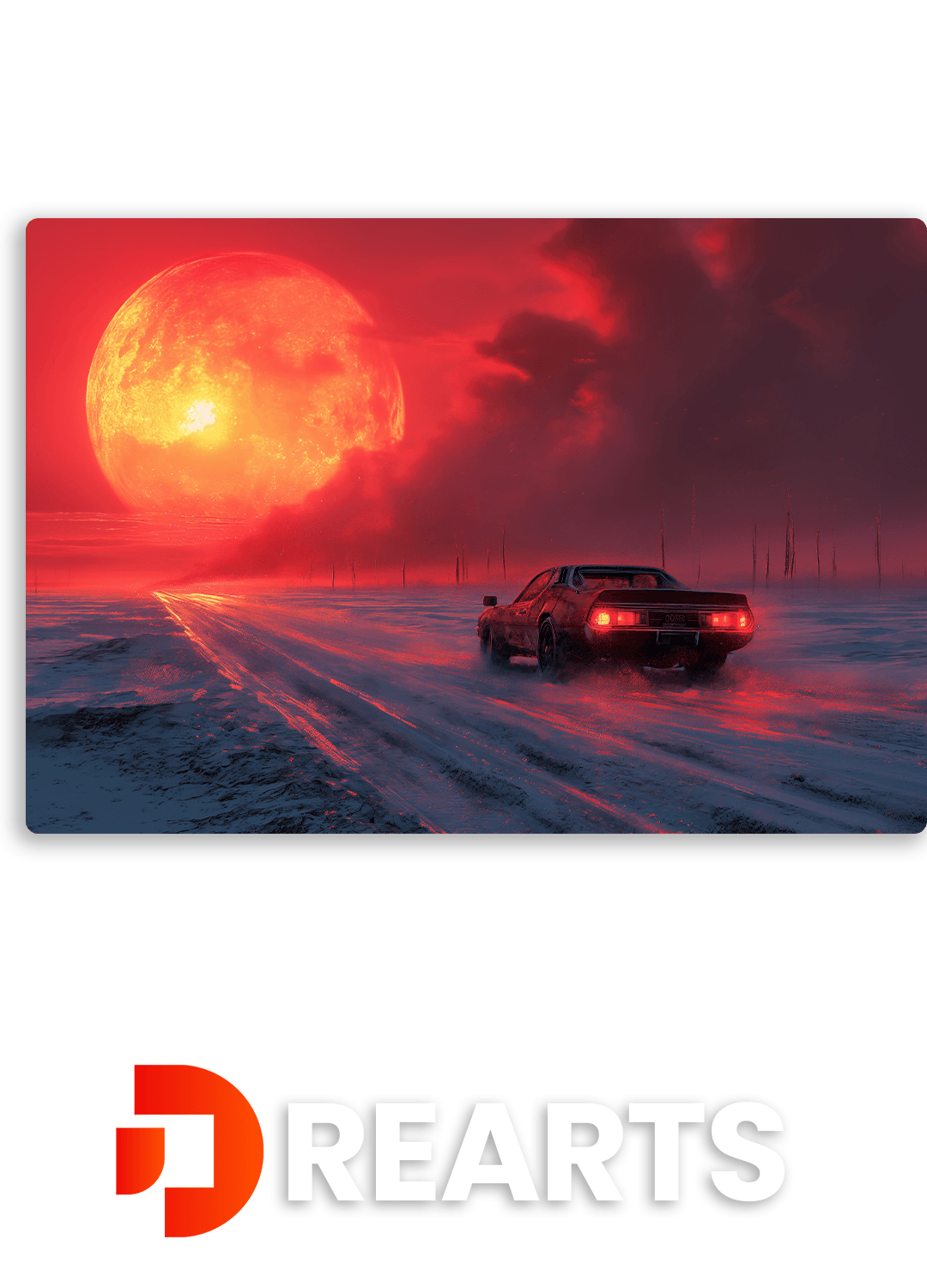 Sunset Car Metal Poster 