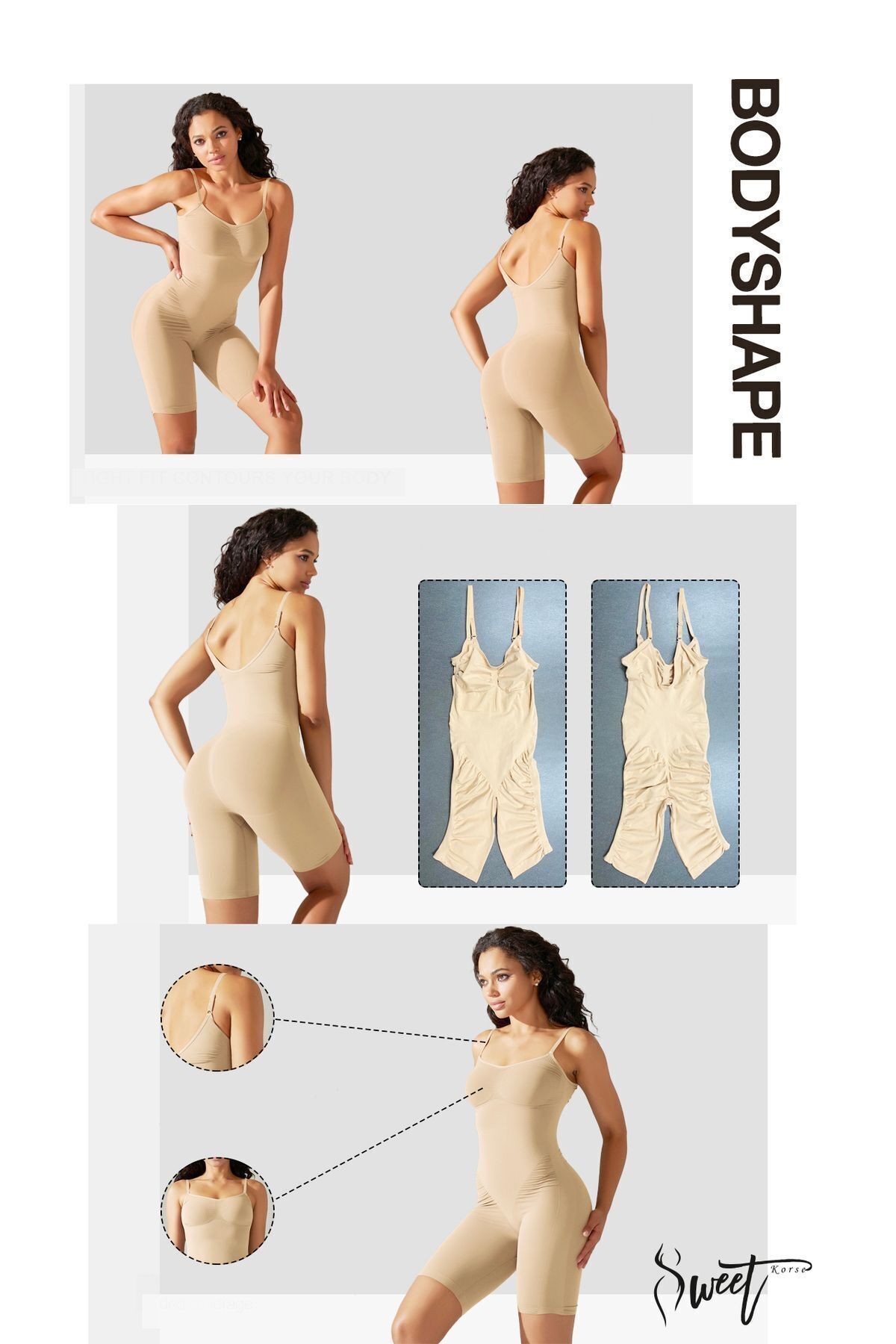 TÜM VÜCUT BEL BACAK GÖĞÜS BASEN TOPARLAYICI İNCELTİCİ SHAPEWEAR KORSESİ TAM BOY SİYAH KORSE