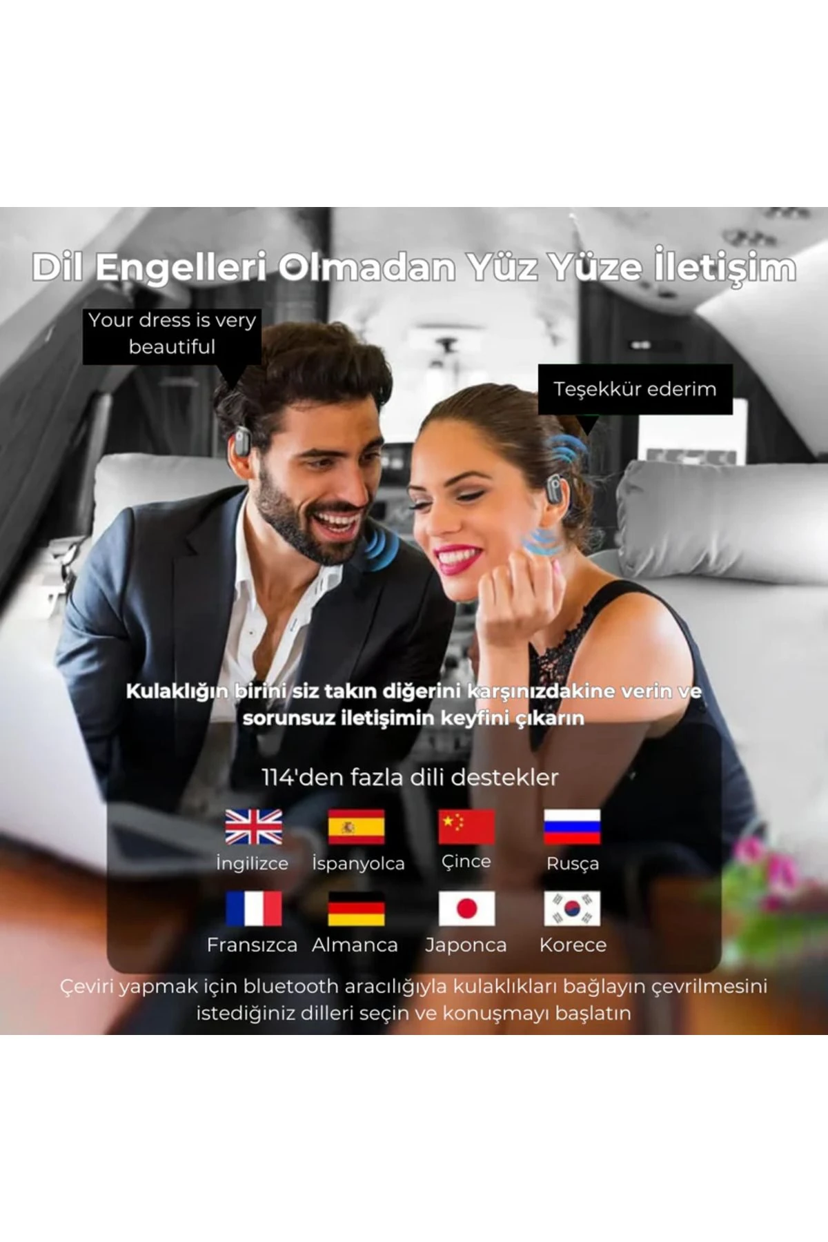 Echo Link 114 Farklı Dilde Çeviri Yapan Yapay Zeka Destekli Tercüman Kulaklık