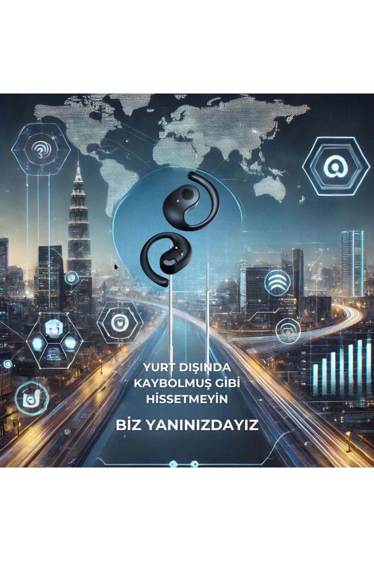 114 Farklı Dilde Çeviri Yapan Yapay Zeka Destekli Tercüman Kulaklık Siyah