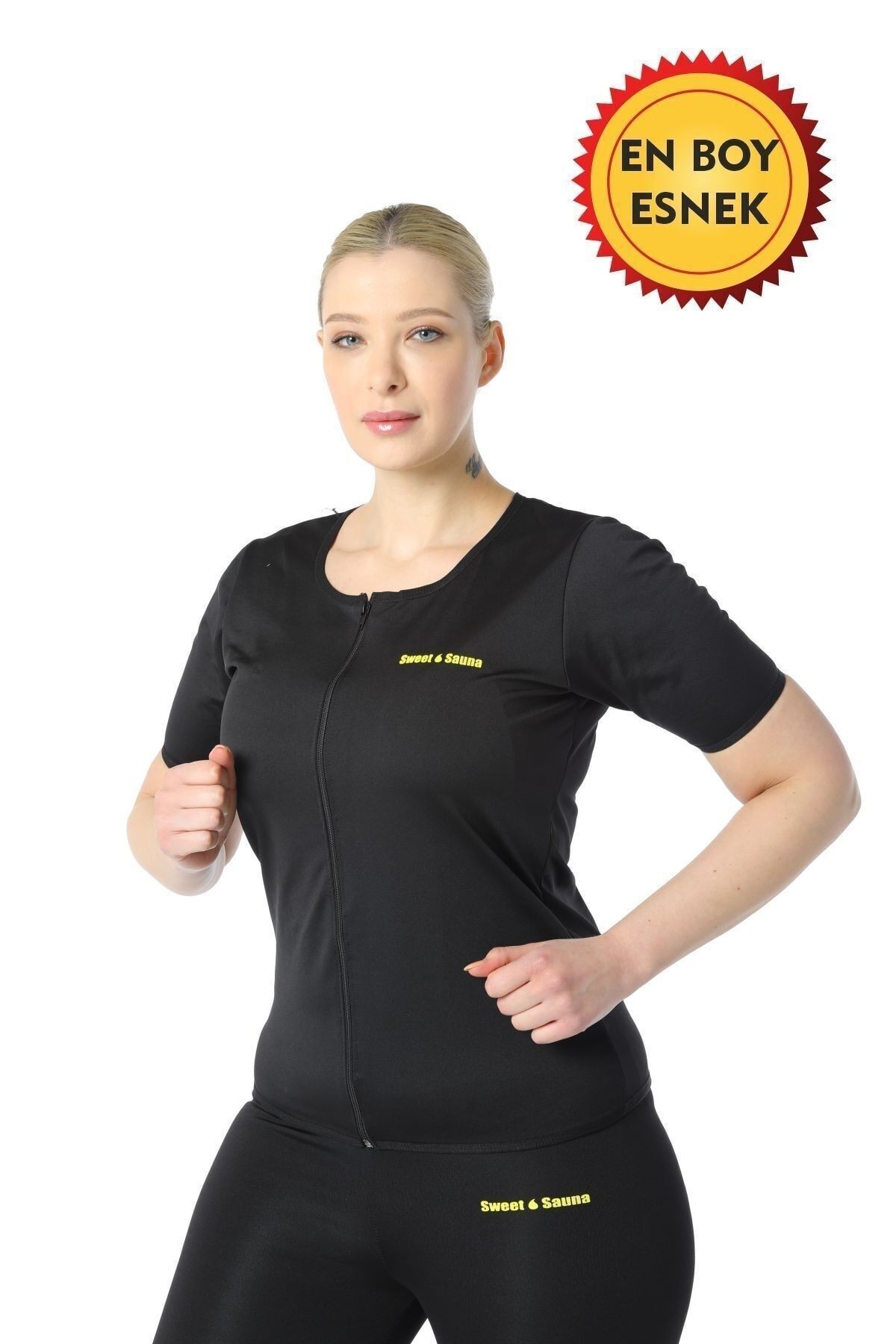 Kadın Siyah Termal Spor Kıyafeti Fermuarlı Üst ( Tek Parca Fermuarlı Üst)