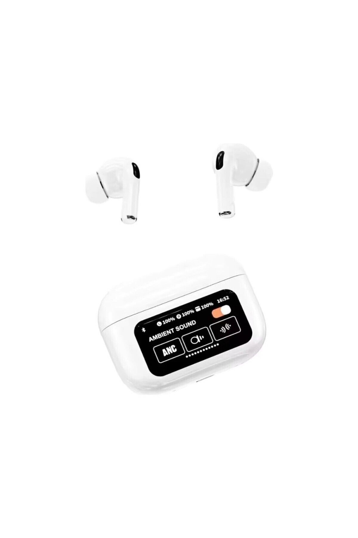 Ekranlı Apple Tarzı Bluetoothlu Beyaz Kulaklık Türkçe