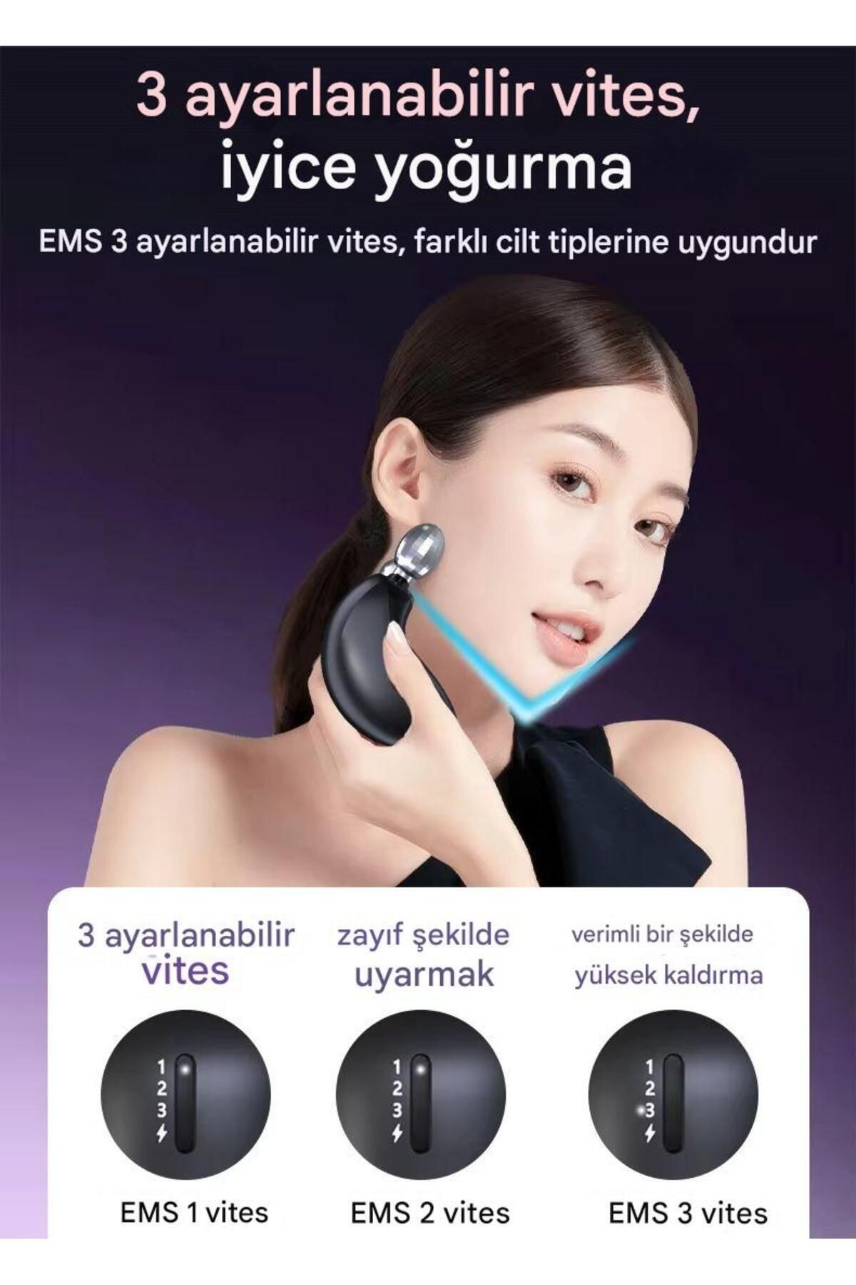 Yüz Ve Boyun Kırşıklık Giderici 3 Modlu Titreşimli Ems Güzellik Cihazı (Gıdık, Sarkma, Kırışıklık)