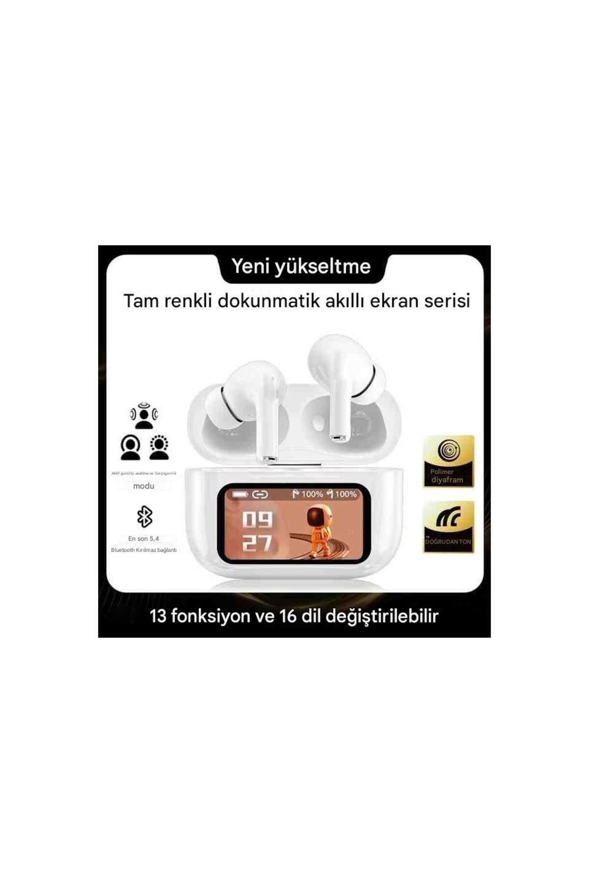 Ekranlı Bluetoothlu Beyaz Kulaklık Türkçe
