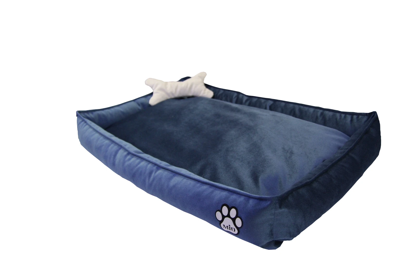 Ortopedik Kedi Ve Köpek Yatağı Yıkanabilir Kemik Yastıklı Tüplü Mavi