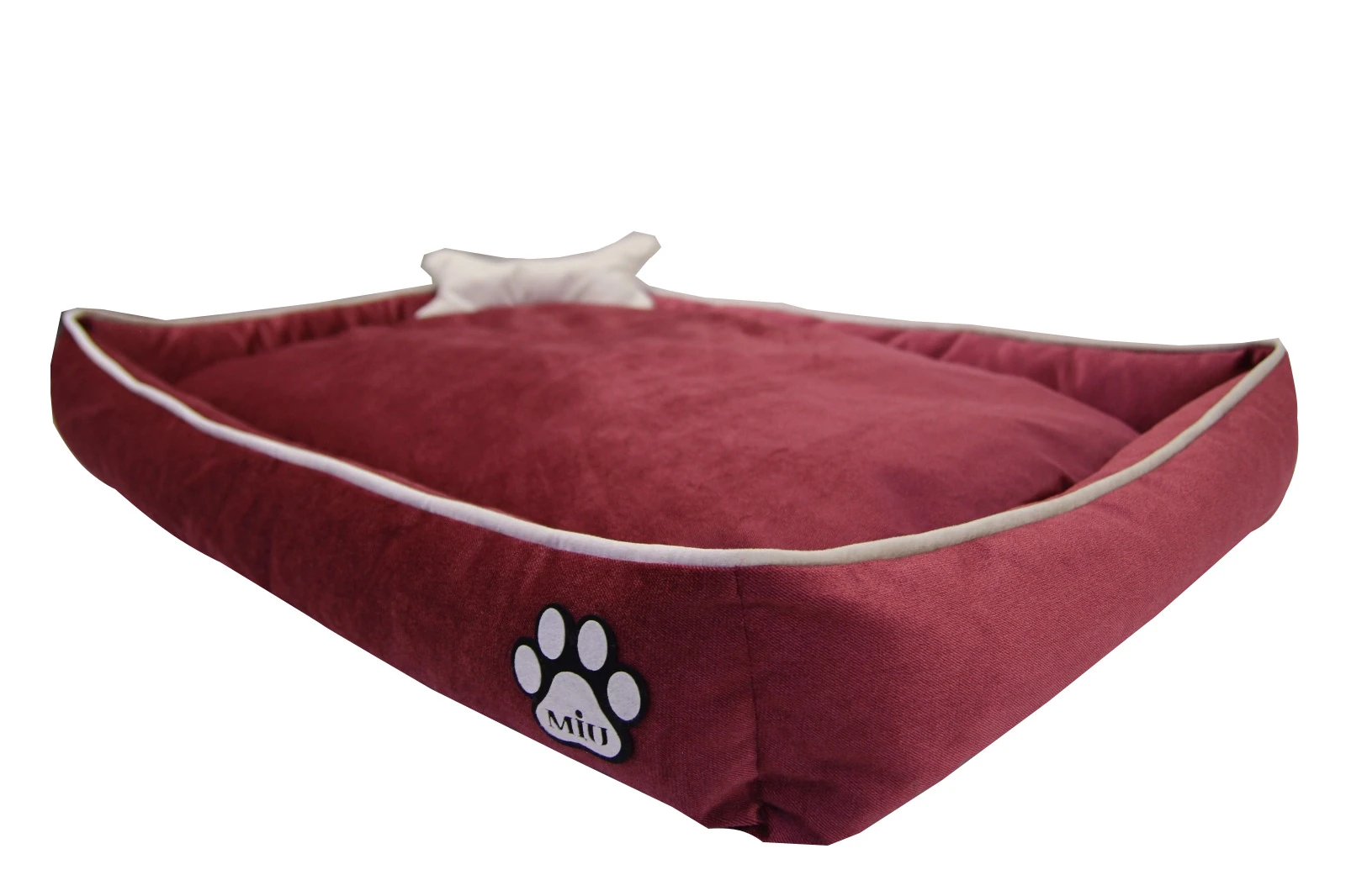 Ortopedik Kedi Ve Köpek Yatağı Yıkanabilir Kemik Yastıklı Tüplü Bordo