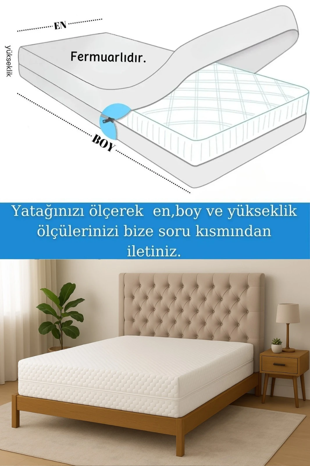 Fermuarlı Yatak Kılıfı, Yatak Pedi&şiltesi,yatak Kılıfı,yıkanabilir (İSTENİLEN ÖLÇÜDE DİKİLEBİLİR)