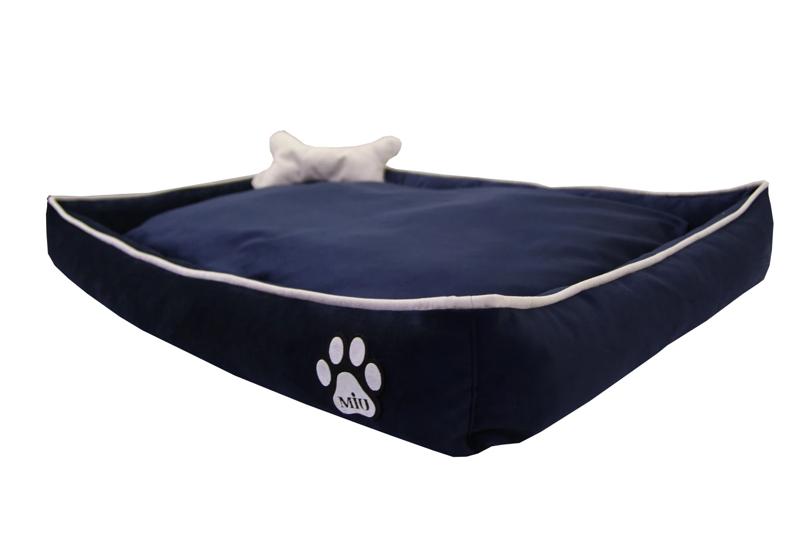 Ortopedik Kedi Ve Köpek Yatağı Yıkanabilir Kemik Yastıklı Tüplü Lacivert