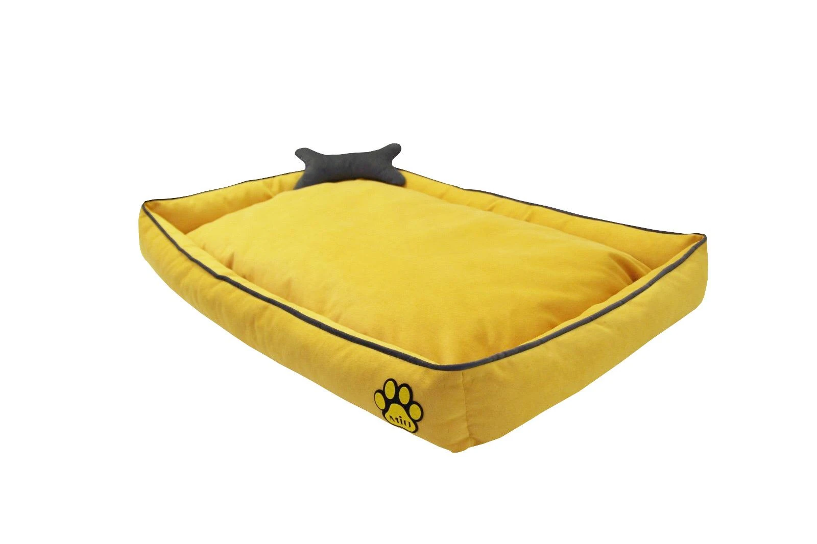 Ortopedik Kedi Ve Köpek Yatağı Yıkanabilir Kemik Yastıklı Tüplü Sarı