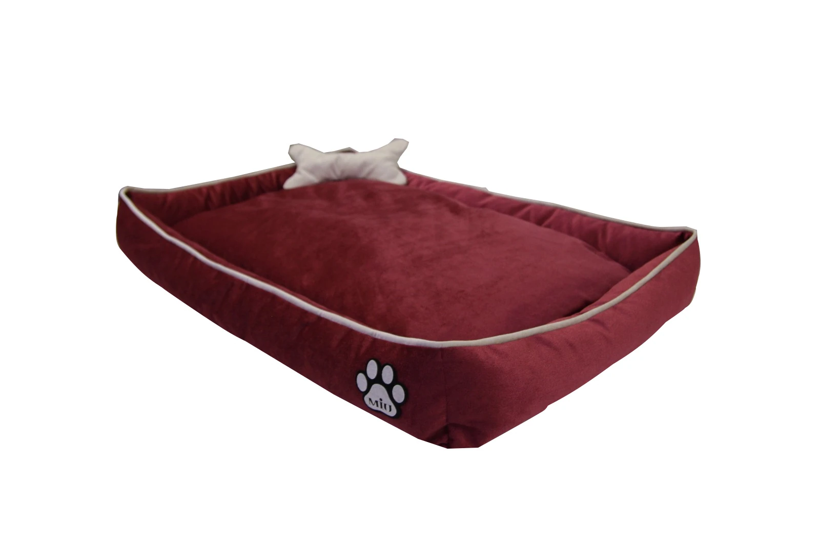 Ortopedik Kedi Ve Köpek Yatağı Yıkanabilir Kemik Yastıklı Tüplü Bordo