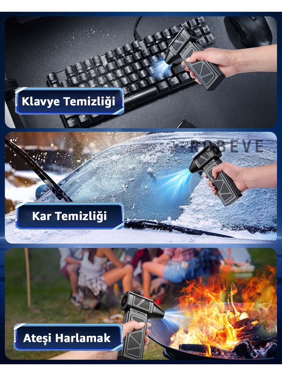 üper Güçlü Üfleyici Şarjlı Fan Mini Turbo Jet Fan Turbo Fan 130000 Rpm Güçlü Fan Vantilatör Üfleyici Süper Turbo Fan Yüksek Hızlı Fırçasız Motor Mini Jet Üfleyici