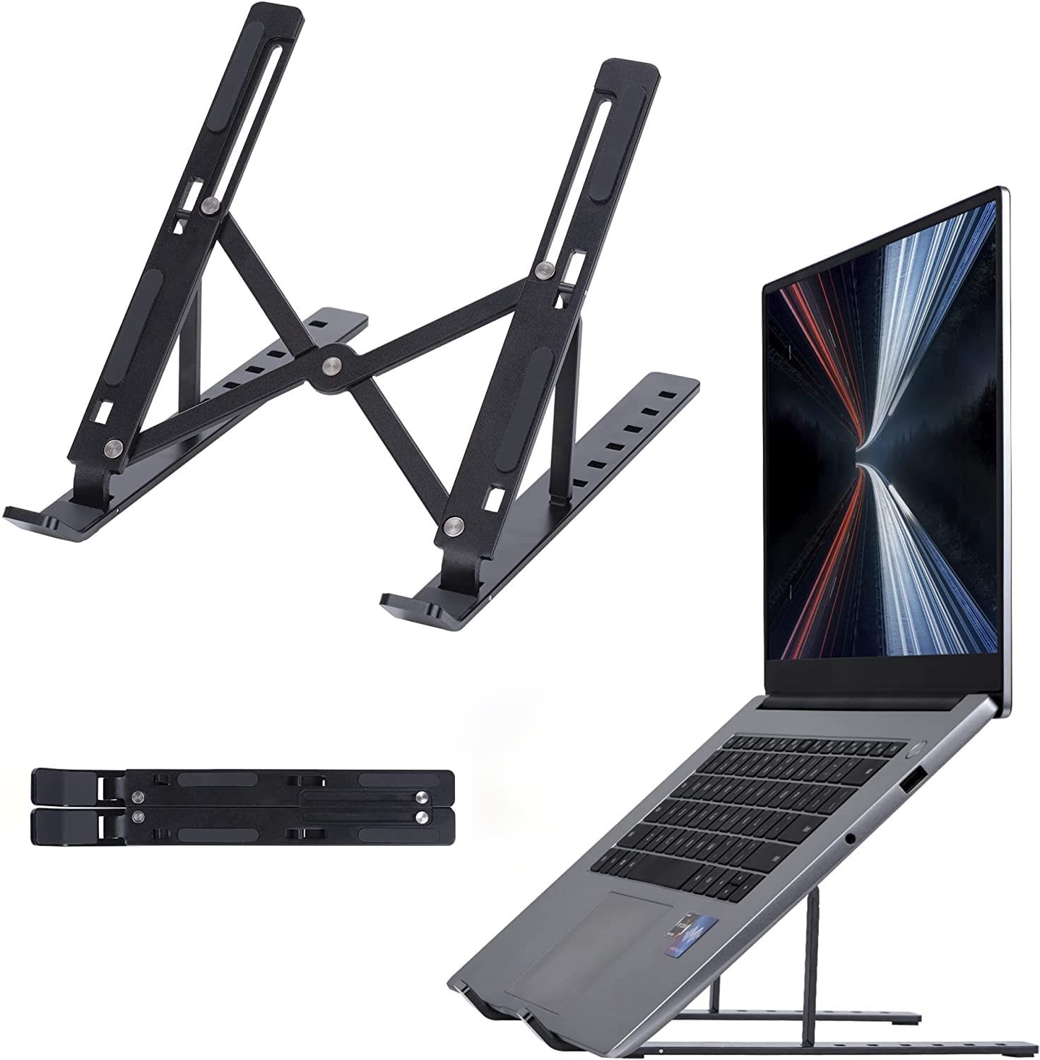 Taşınabilir Siyah Laptop Stant Bilgisayar Stant Notebook Stant Tüm Laptoplarla Uyumlu Siyah Bilgisayar Standı