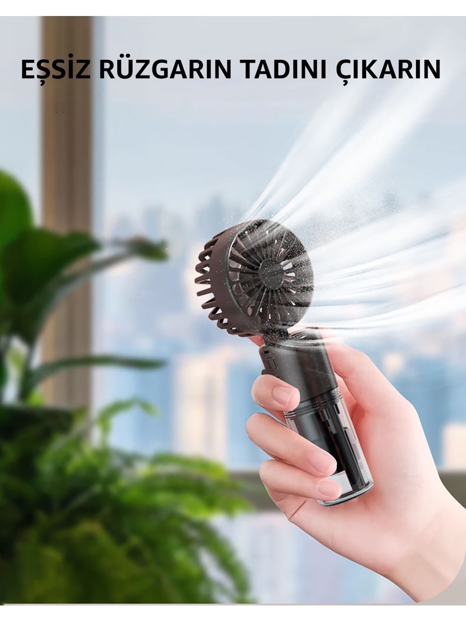 Elle Tutulabilir Taşınabilir Buharlı Vantilatör Fan Mini Fan – 4 Hız Ayarı, Şarjlı, Misting Özelliği, Kompakt ve Hafif Tasarım, Seyahat ve Ofis Kullanımı Için Ideal Buharlı Vantilatör Fan