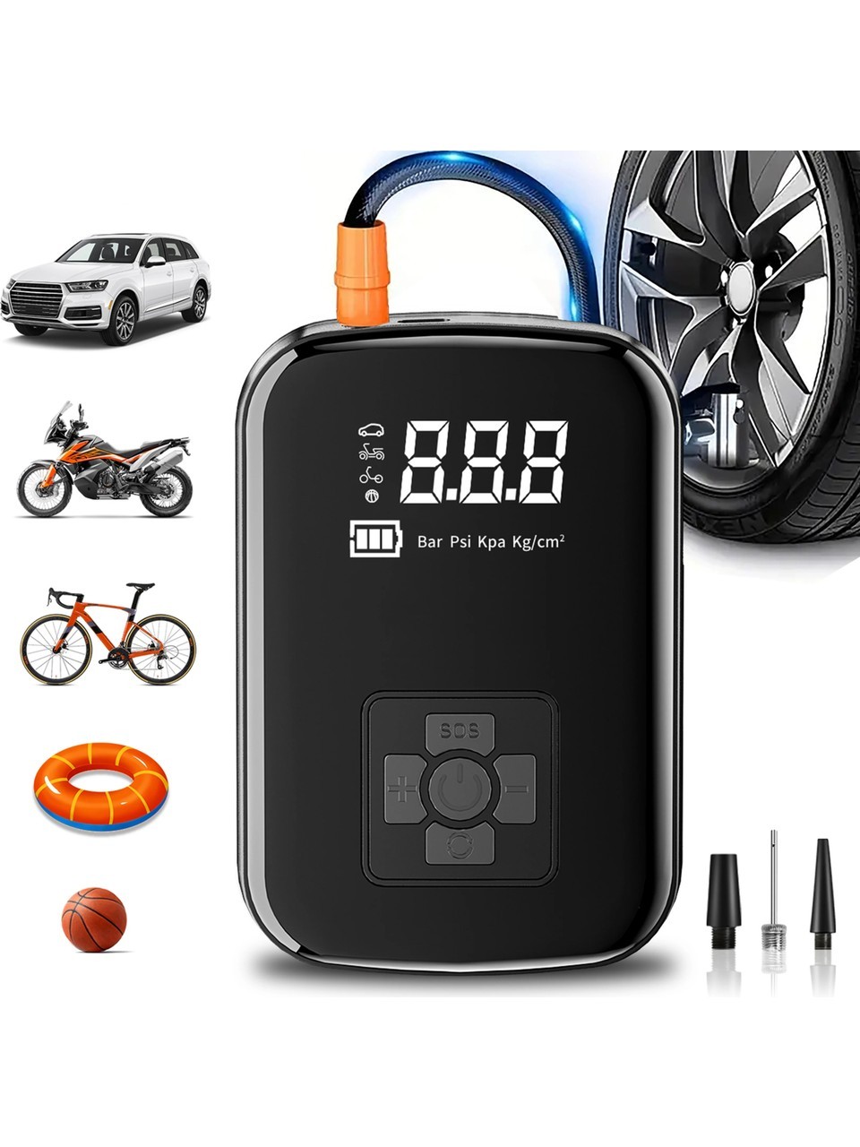 3600 Mah Araç Hava Kompresörü Auhma Model Araç Lastik Şişirici Taşınabilir Hava Kompresörü Lastik Top Bisiklet Lastik Şişirme Aleti Taşınabilir Araç Pompası Araç Kompresörü