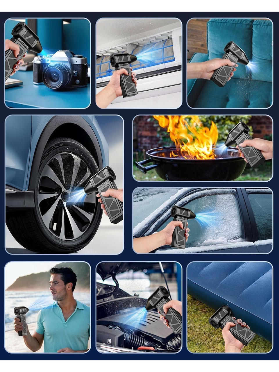 üper Güçlü Üfleyici Şarjlı Fan Mini Turbo Jet Fan Turbo Fan 130000 Rpm Güçlü Fan Vantilatör Üfleyici Süper Turbo Fan Yüksek Hızlı Fırçasız Motor Mini Jet Üfleyici