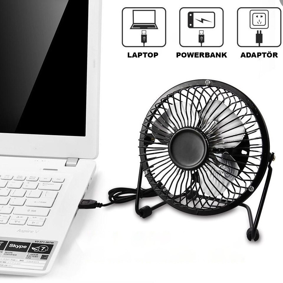 Masa Üstü USB Fan Soğutucu Vantilatör Klima USB Girişli Metal Serinletici Fan Mini Vantilatör Fan