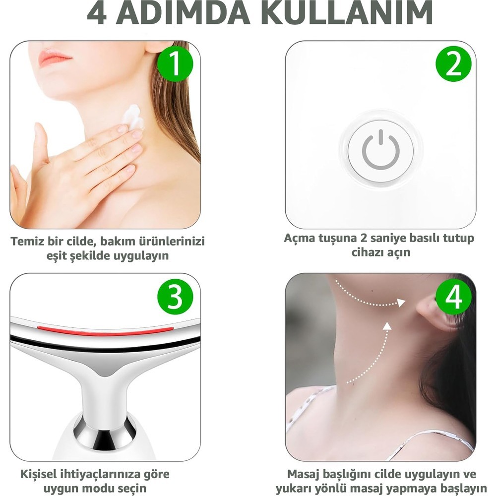 Robeve Yüz ve Boyun Masaj Aleti Ems Cihazı (Gıdı,sarkma,kırşıklık) Güzellik Cihazı 3 Programlı Yüz Masaj Aleti Sıkılaştırıcı Masaj Aleti Kırşıklık Giderici Masaj Aleti Isıtmalı Masaj Titreşimli Masaj Aleti