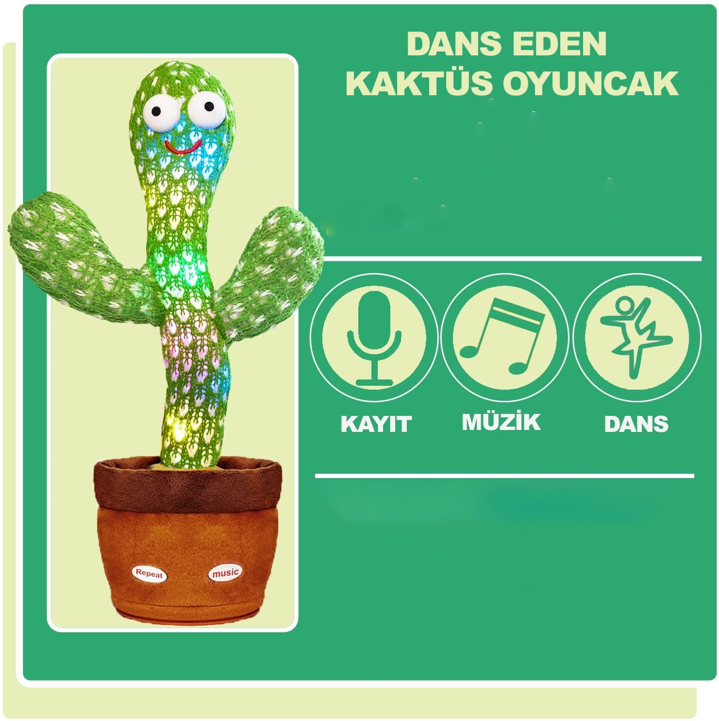 Dans Eden Oyuncak Şarjlı Konuşan Ses Tekrar Eden 120 Şarkılı Oyuncak Kaktüs Oyuncak Çocuk Oyuncak Kaktüs