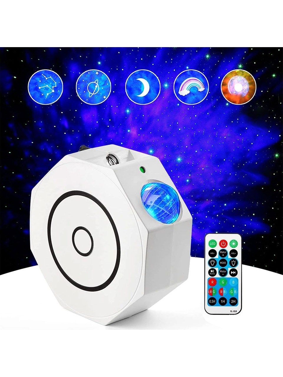 Altıgen Projektör Lamba – Galaxy Gece Lambası, Bluetooth Hoparlörlü, Renkli Yıldız Gökyüzü Projeksiyonu ile Geceyi Aydınlatın - Nebula Yıldız Gece Lambası Çocuk Gece Lambası