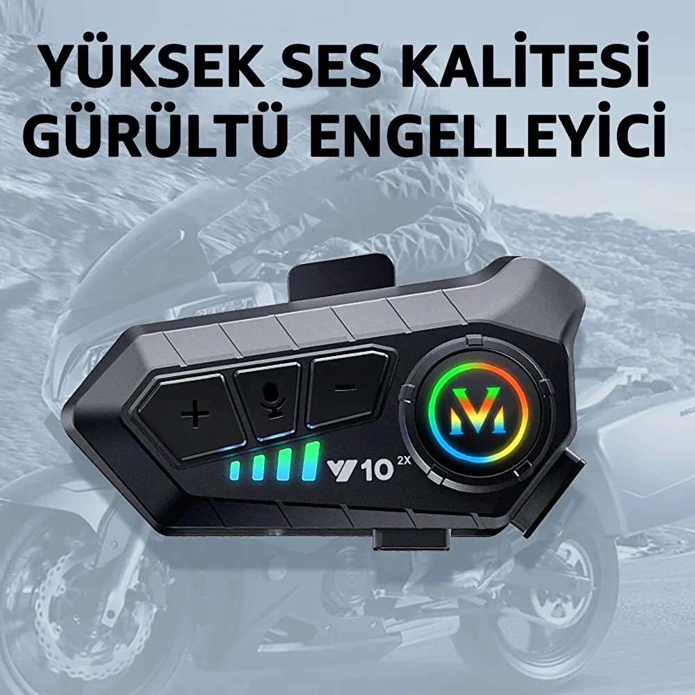 Y10-2X Bluetooth Kask Intercom Kask Interkom 2 Kişi Bağlantılı Kask Intercom Motorsiklet Intercom Bluetooth 5.2 Intercom