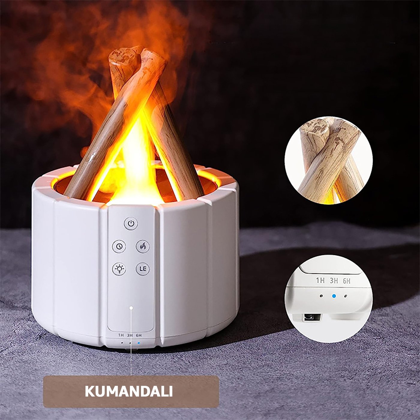 250ML Kamp Ateşi Kumandalı Buhar Makinesi Zamanlayıcılı Hava Nemlendirici 7 Renkli LED Işıklı Hava Nemlendirici Aroma Difüzörü Aromaterapi
