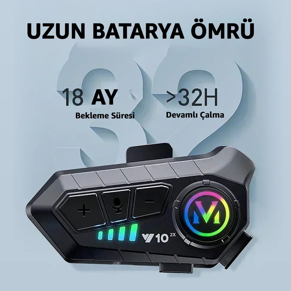 Y10-2X Bluetooth Kask Intercom Kask Interkom 2 Kişi Bağlantılı Kask Intercom Motorsiklet Intercom Bluetooth 5.2 Intercom