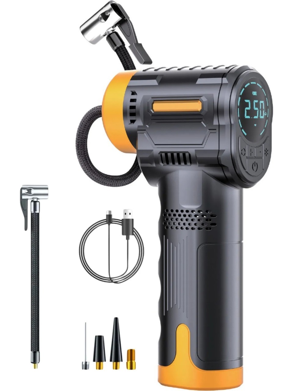 Şarjlı Oto Kompresörü Şarjlı Lastik Şişirme Cihazı Auhma Şarjlı Lastik Kompresörü 3600 Mah Lastik Şişirme Makinesi Motosiklet / Scooter / Bisiklet / Top / Araç Lastik Pompası