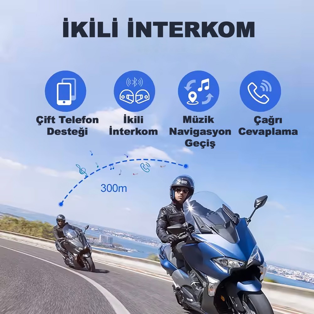 Ikili Interkom Bağlantılı Y20 Max Motorsiklet Intercom Su Geçirmez Kask Intercom Rgb Intercom Bluetooth 5.3 Interkom Ikili Interkom Bağlantılı Intercom