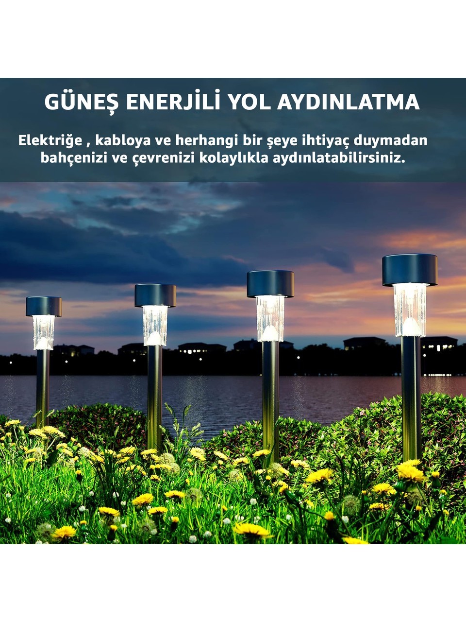 Solar Bahçe Lambası 10’lu Set Direk Aydınlatma – Güneş Enerjili LED Işık, Su Geçirmez, Dış Mekan Aydınlatması, Kolay Kurulum, Enerji Tasarruflu, Modern Tasarım