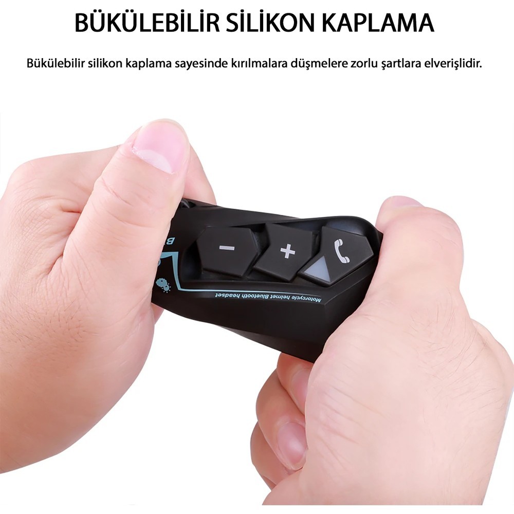 Motorsiklet Interkom Bluetooth 5.0 Motorsiklet Intercom Tüm Kasklarla Uyumlu Intercom Mikrofonlu Bluetooth Intercom Dinleme Konuşma Su Geçirmez Intercom