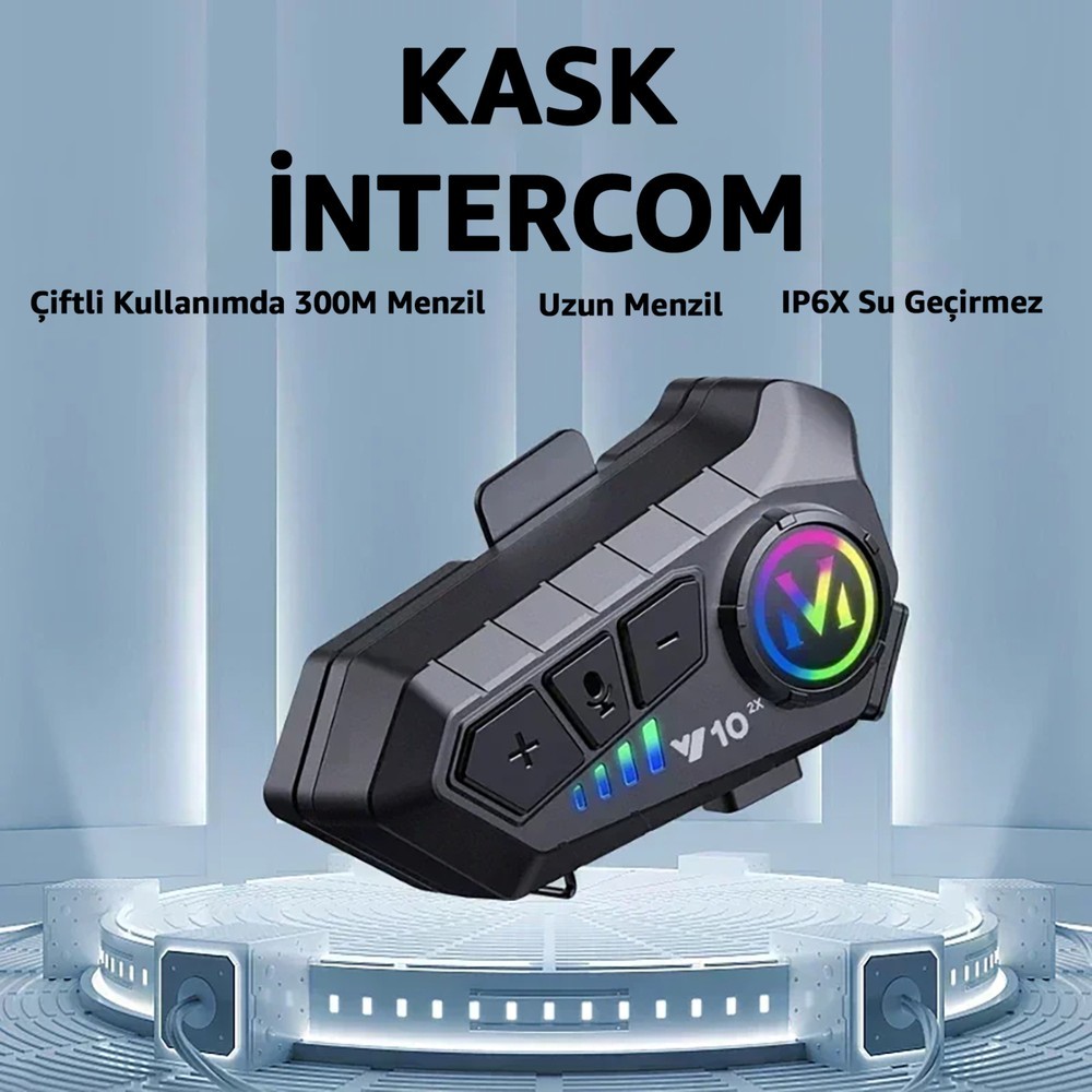 Y10-2X Bluetooth Kask Intercom Kask Interkom 2 Kişi Bağlantılı Kask Intercom Motorsiklet Intercom Bluetooth 5.2 Intercom