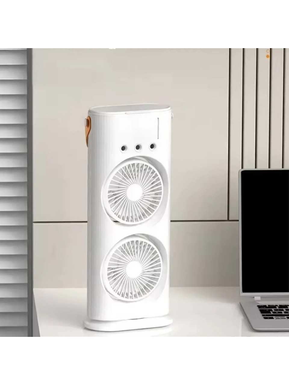 2 Fanlı Vantilatör Buharlı Fan -Şarjlı, Kompakt,ayarlanabilir , Kumandalı , Soğutucu Fan ,buharlı Nemlendirici, Eşsiz Tasarım, Hız Seçenekleri , LED Aydınlatma, Gece Lambası
