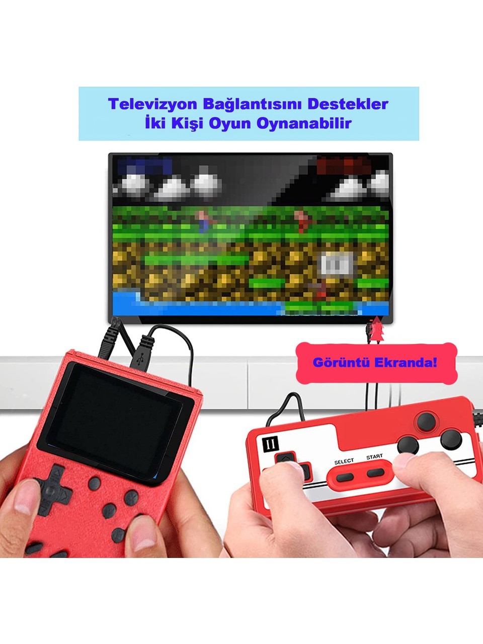 400 Nostalji Oyunlu Taşınabilir Oyun Konsolu Atari Mini Oyun Atarisi Mini Oyun Konsolu 2 Kişilik Tek Kişilik Oyun Konsolu Atari 2 Oyunculu