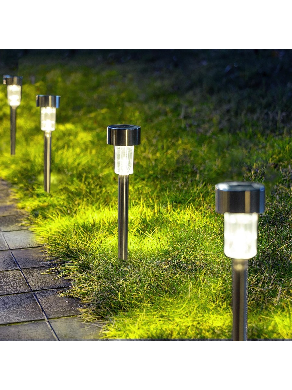 Solar Bahçe Lambası 10’lu Set Direk Aydınlatma – Güneş Enerjili LED Işık, Su Geçirmez, Dış Mekan Aydınlatması, Kolay Kurulum, Enerji Tasarruflu, Modern Tasarım