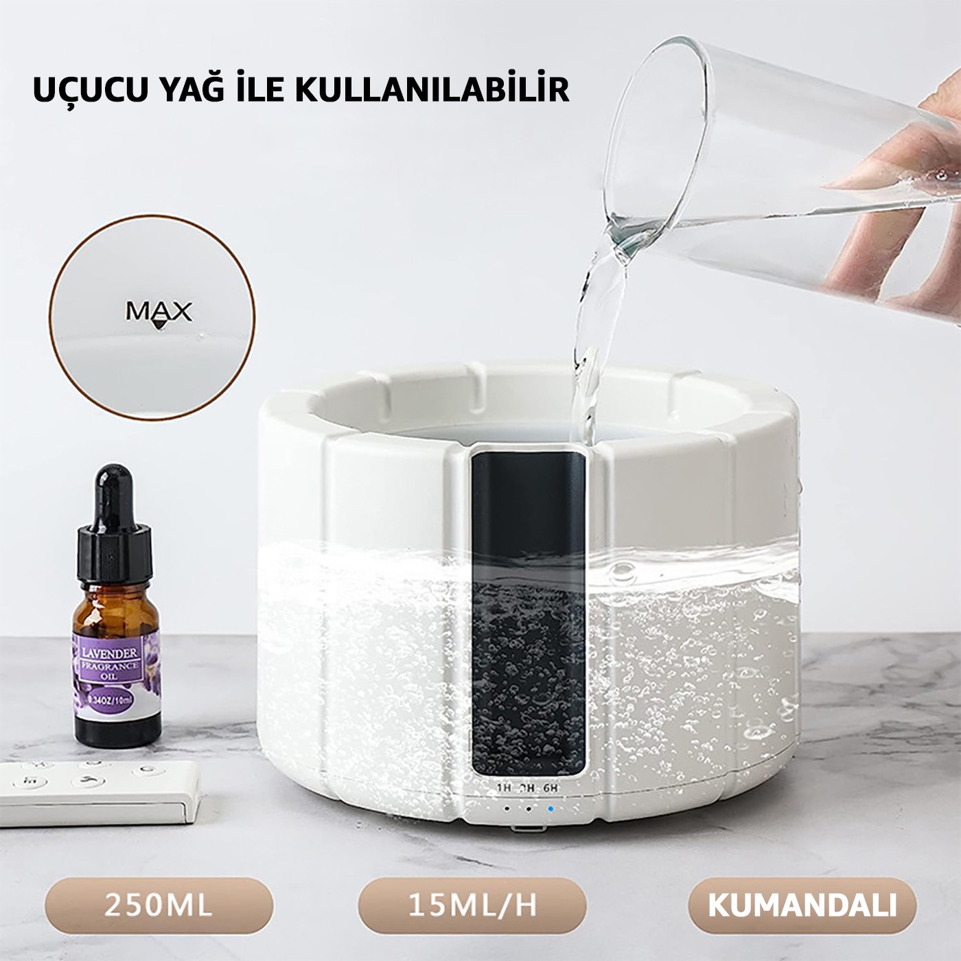 250ML Kamp Ateşi Kumandalı Buhar Makinesi Zamanlayıcılı Hava Nemlendirici 7 Renkli LED Işıklı Hava Nemlendirici Aroma Difüzörü Aromaterapi
