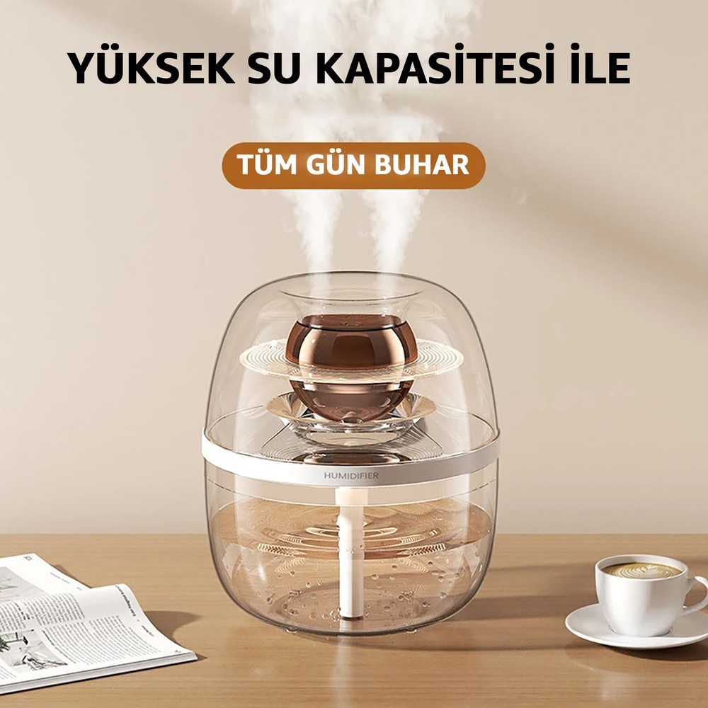 K30 Hava Nemlendirici Aroma Difüzörü Sessiz Çift Çıkış Buhar Makinesi 1,8 Litre Hava Nemlendirici