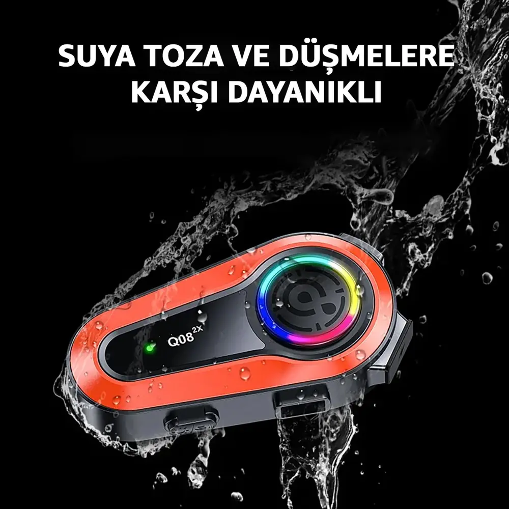 Q08-2X Iki Kişi Bağlantılı Motorsiklet Kask Intercom Rgb Işıklı