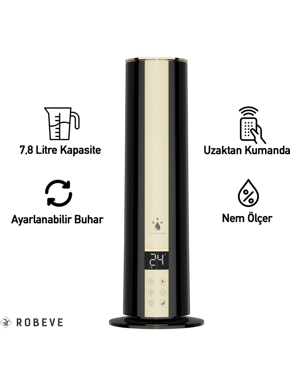 Rbh-04 Hava Nemlendirici Buhar Makinesi 7,6 Litre Hava Nemlendirici Buhar Makinesi Aroma Difüzörü Otomatik Oda Nemlendirici Nem Ölçerli Nem Ayarlı Uzaktan Kumandalı Hava Nemlendirici Buhar