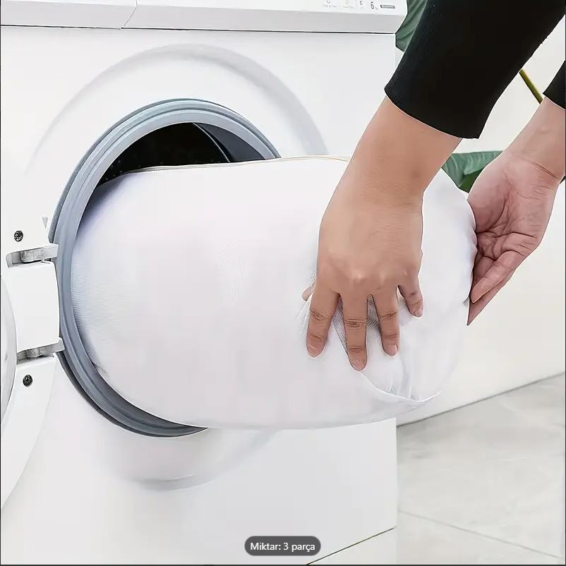 Ayakkabı Yıkama Çantası Özel Makarna Kumaş Fermuarlı Büyük Boy Mikrofiber Beyaz Renk