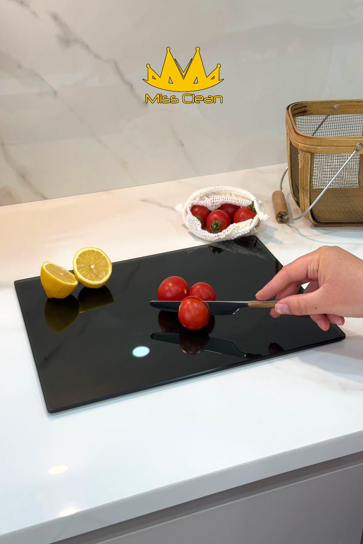Cam Kesme Tahtası Füme Renk Temperli Cam Çizilmez Cam Isıya Dayanıklı Kırılmaya Dayanıklı 25*35 CM