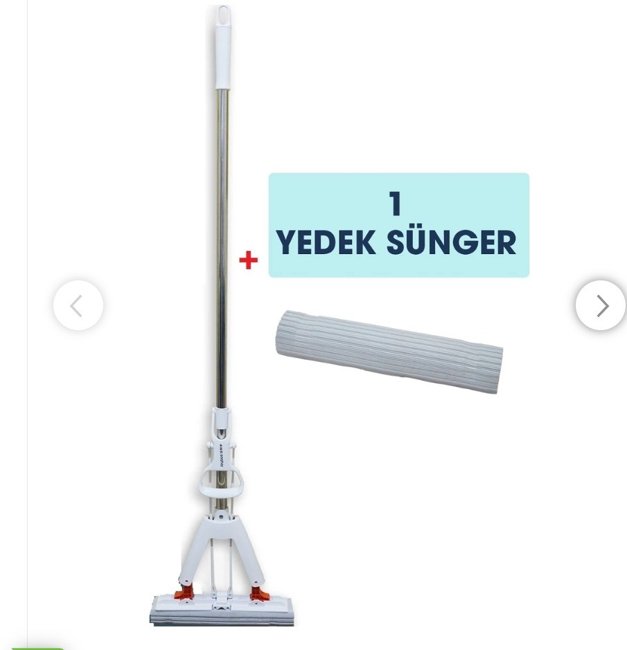 +1 Adet Yedek Bez Hediyeli Kelebek Mop 120 Cm Uzun Saplı