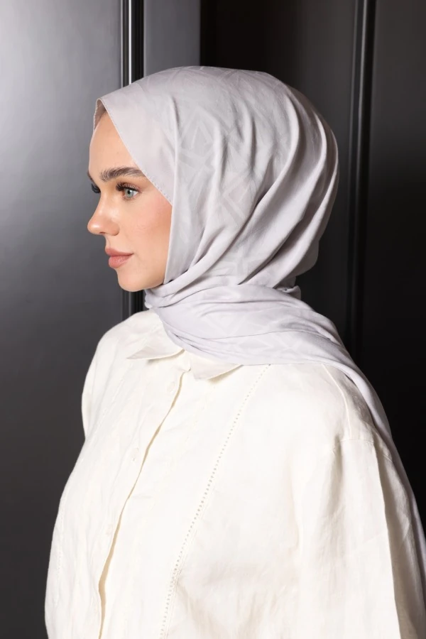 Taş Gri  Logo Desen Şal