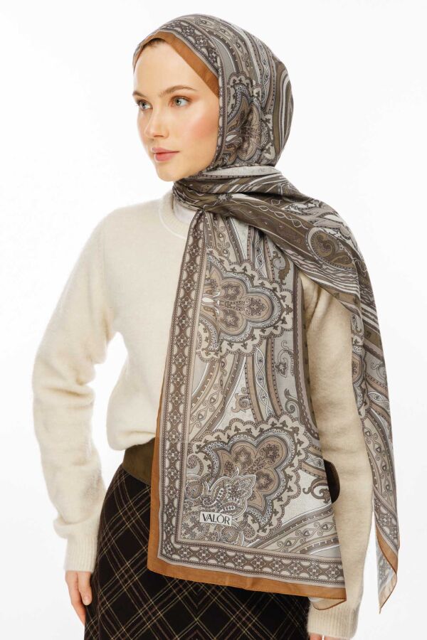 Retro Desen Şal / Karamel