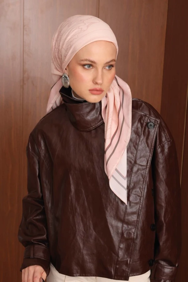 Rose Floş Viskon Eşarp / Açık Pudra
