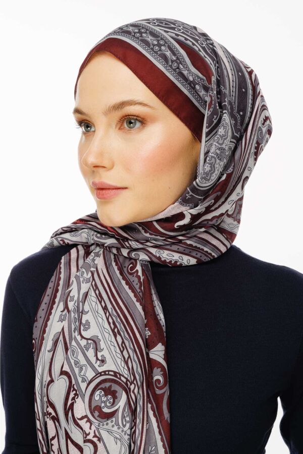 Retro Desen Şal / Vişne