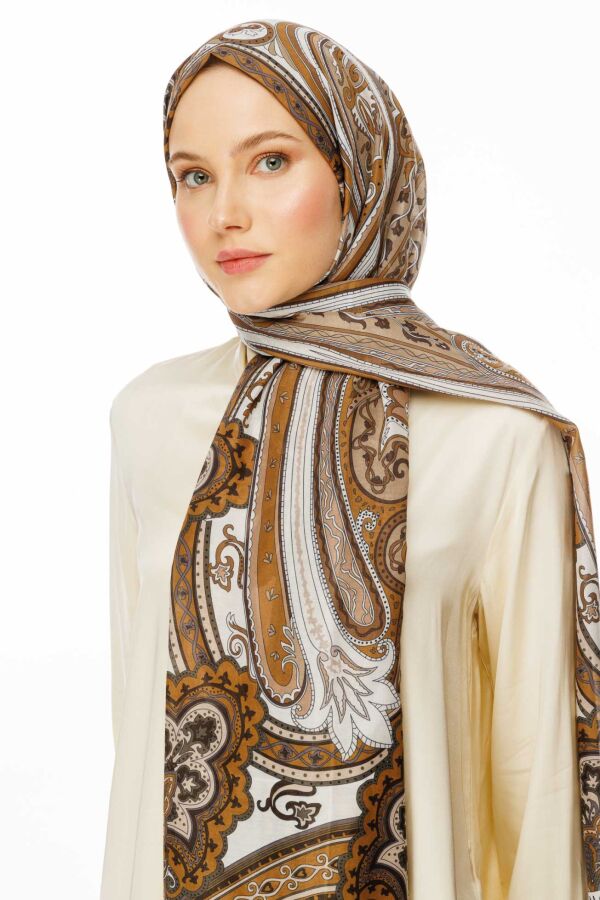 Retro Desen Şal / Sütlü Kahve